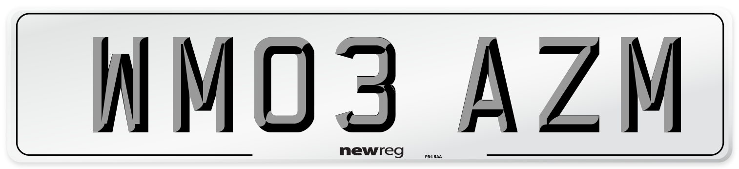 WM03 AZM Number Plate from New Reg